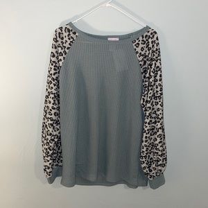 Pink lily waffle and cheetah long sleeve